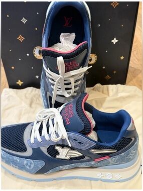 Louis Vuitton Runaway Denim Sneakers Size 10 In LV Worn Once For 30mins